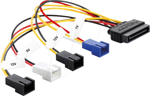 DELOCK 80656 - Stromversorgungskabel SATA 15 Pin Stecker > 4 x 2 Pin Lüfter, 20