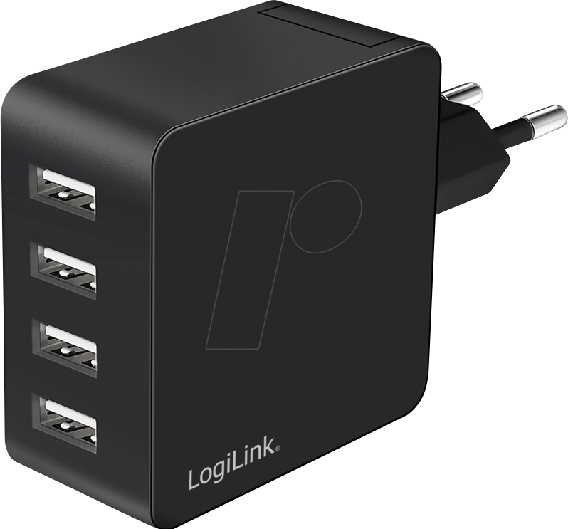 LOGILINK PA0336 - USB-Ladegerät, 24 W, 5 V, 4x USB-A, schwarz