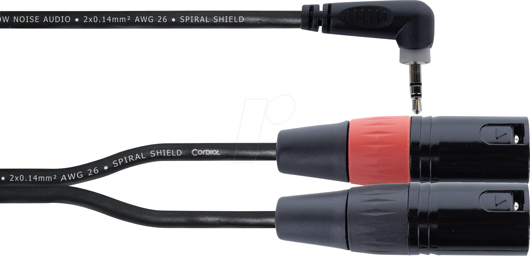 EY 1,5 WRMM - Y-Adapter, 2x 3-pol XLR Stecker > 3,5 mm Mono Klinke, gewinkelt,