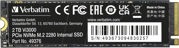 VERBATIM 49376 - Verbatim Vi3000 PCIe NVMe M.2 SSD 2 TB