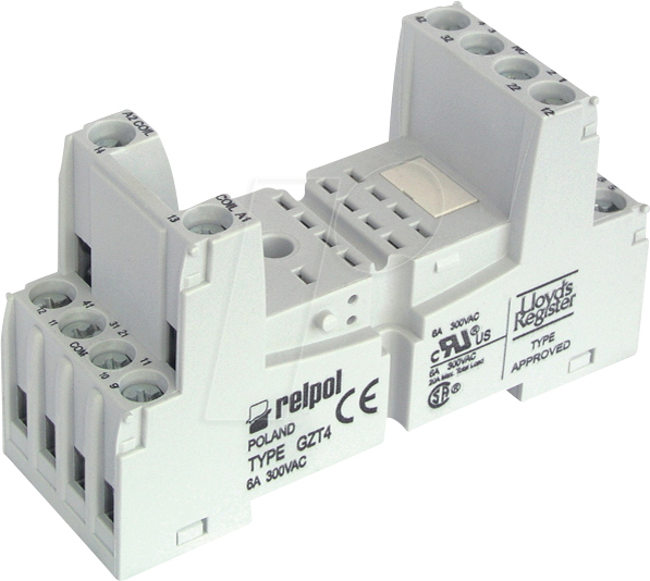 RPL GZT4-GRAY - Relaissockel für: RELPOL Serie R4N, DIN-Schienenfassung