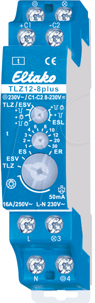 TLZ12-8PL - Treppenlicht-Zeitschalter - 1 Schließer, 250V/16A, ESL und LED