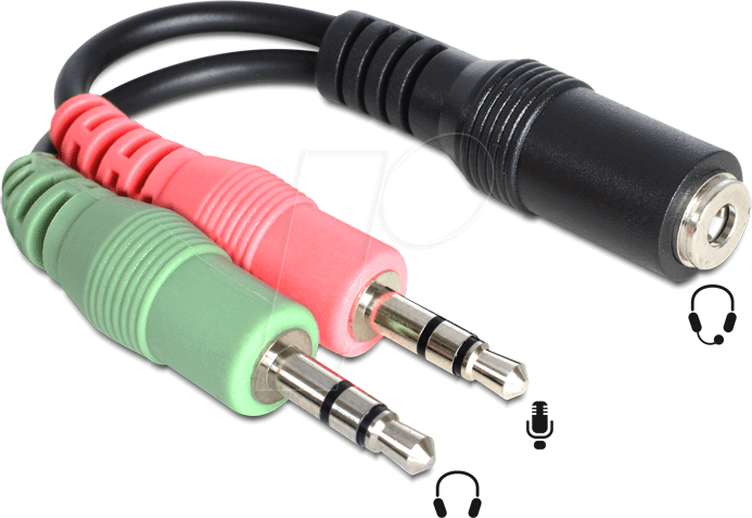 DELOCK 65459 - Headset Adapter, 3,5 mm Klinkenbuchse auf 2x Stecker, 0,12 m
