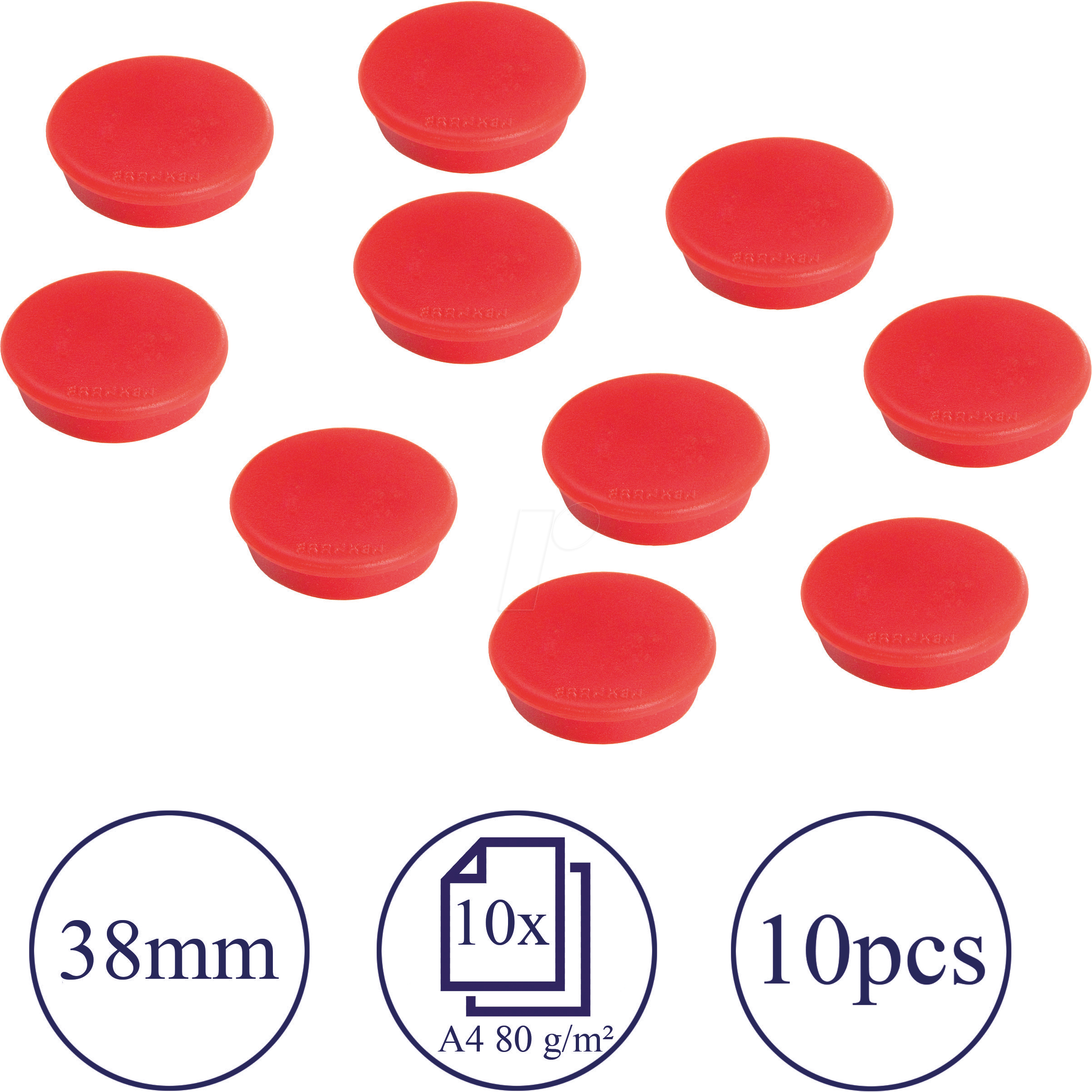 FRANKEN HM3801 - Magnete, 38 mm, rot, 10 Stück