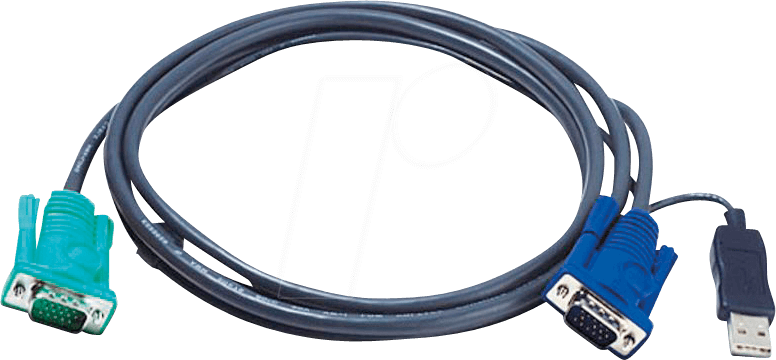 ATEN 2L-5302U - KVM Kabel VGA, USB und Audio, schwarz, 1,8 m