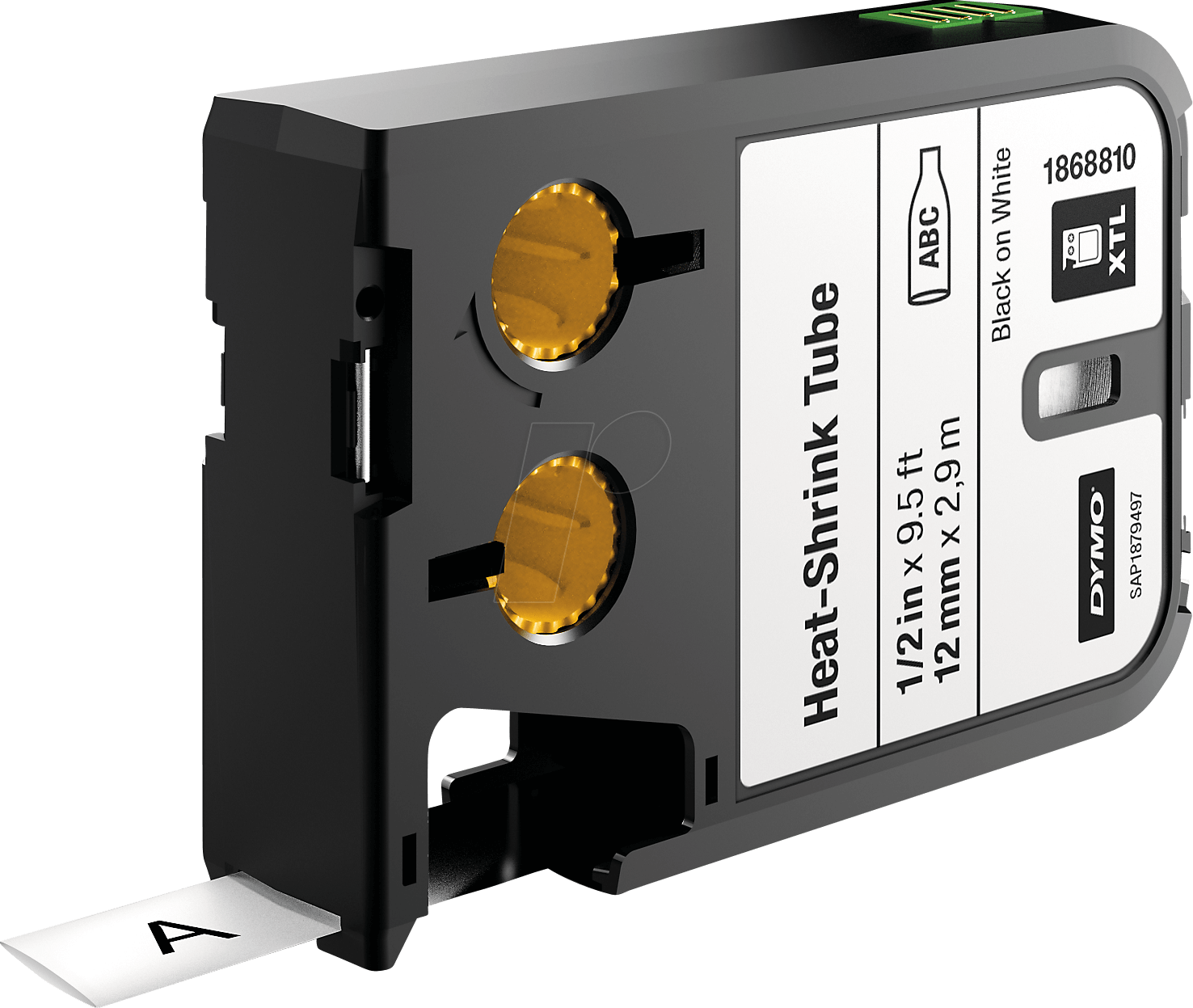 DYMO XTL 1868810 - XTL Heißschrumpfschlauch, 12 mm, schwarz/weiß