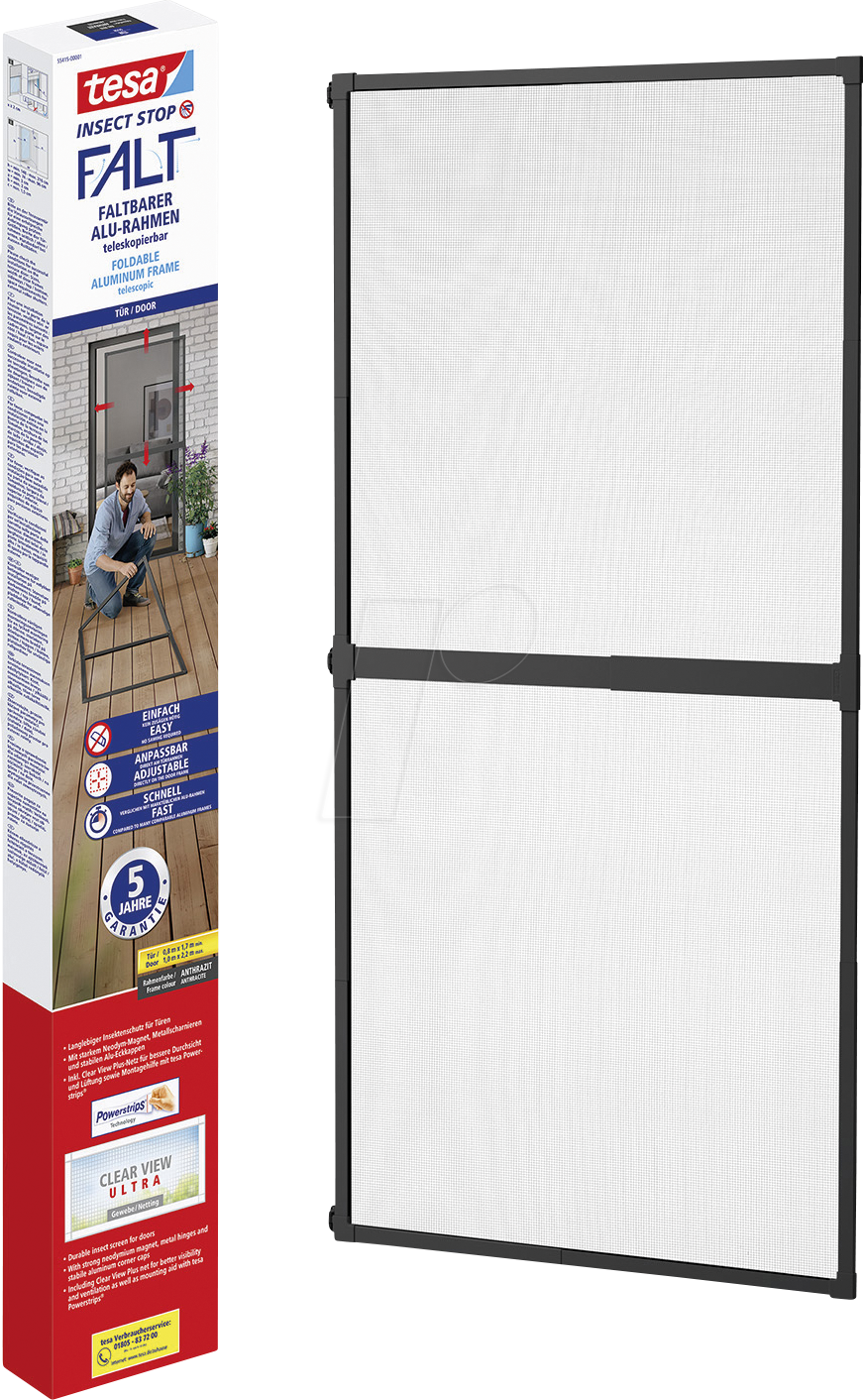 TESA 55415 AN - tesa® Insect Stop Falt, Tür, 1,00 m x 2,20 m, antrhazit