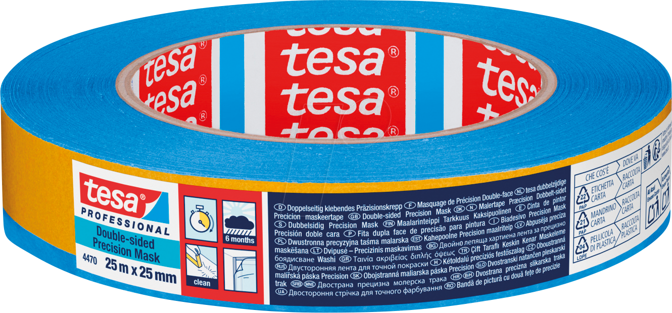 TESA 04470 - tesa Malerband, Präzisionskrepp, doppelseitig, blau, 30 mm