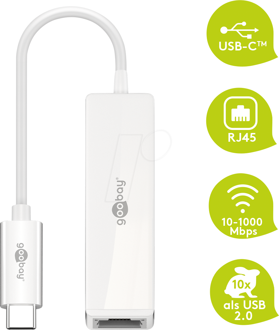 Thumbnail - GOOBAY 66255 - Netzwerkkarte, USB 3.1, Gigabit Ethernet, 1x RJ45