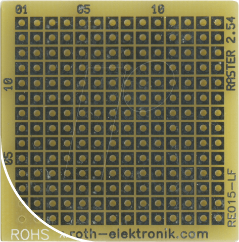 RE 015-LF - Laborkarte FR4 RM 2,54 mm 40,00 x 40,50 mm