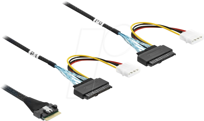 DELOCK 82296 - Slim SAS SFF-8654 8i zu 2 x U.2 SFF-8639 Buchse, PCIe 4.0, 0,5 m
