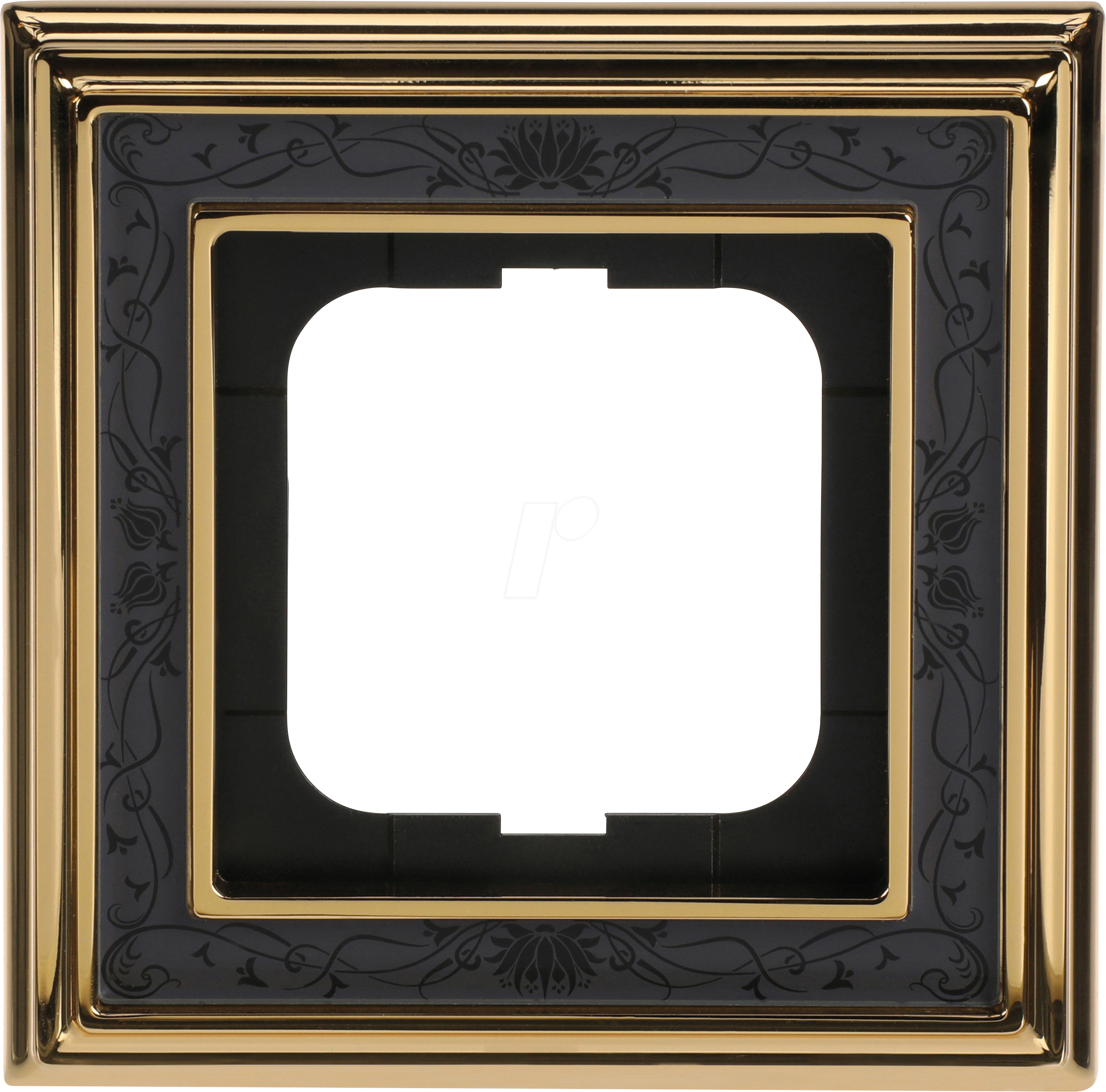 BJ 1721-833 - Abdeckrahmen 1-fach Messing poliert Dekor anthrazit -dynasty®