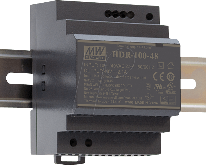 MW HDR-100-24 - Schaltnetzteil, Hutschiene, 91,92 W 24 V, 3,83 A