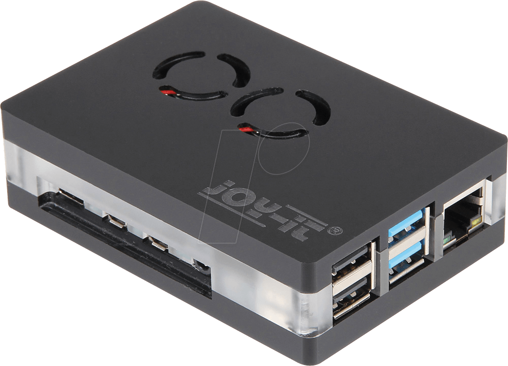 RPI CASE 03B - Gehäuse für Raspberry Pi 4, Acryl, 2x Lüfter, schwarz/transparen