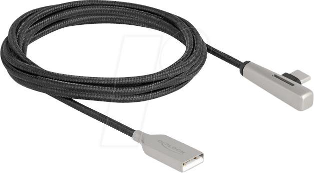 DELOCK 80767 - Sync- & Ladekabel, USB-A > C gewinkelt, 60 W, 2,0 m
