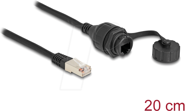 DELOCK 87893 - RJ50 Kabel, Stecker / Buchse, Einbau, IP67, 20 cm