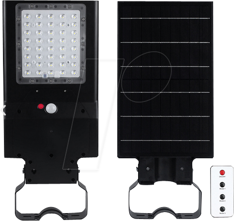 SOLAR OC-SL015A - Solar-Straßenleuchte, 15 W, 2500 lm, PIR-Sensor, IP65