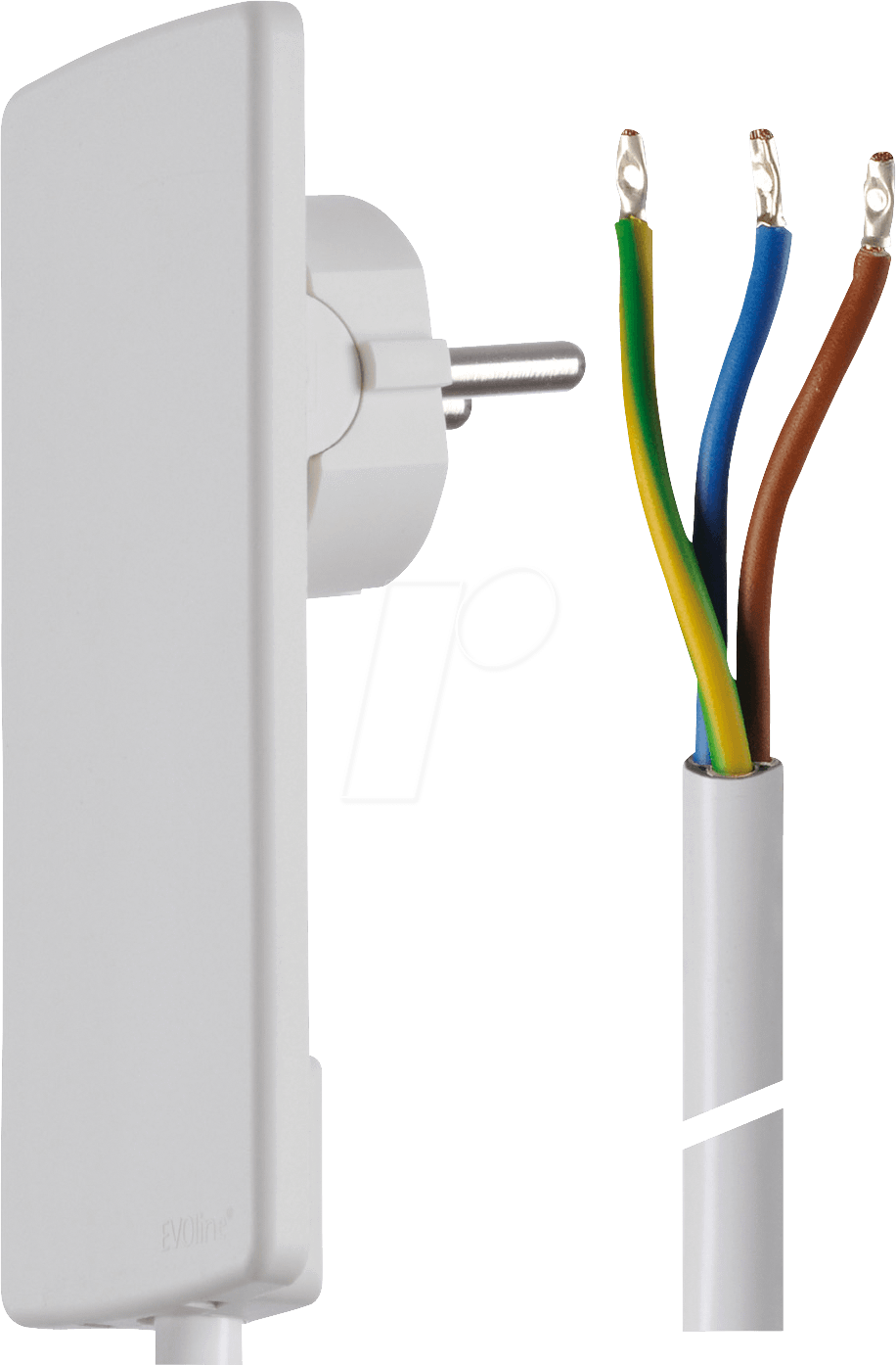 EVOLINE NKS WS - Netzkabel, Hebel-Schutzkontaktstecker, 1,5 m, ws, offenes Ende