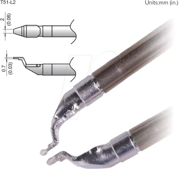 HAK T51-L2 - Aktiv-Lötspitze T51-L2, 2,0 mm, chip, 2 Stück