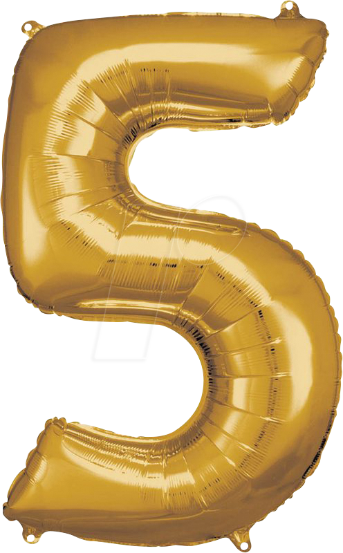 AMSC BALLON 5 GO - AMSCAN Folienballon Zahl 5 gold