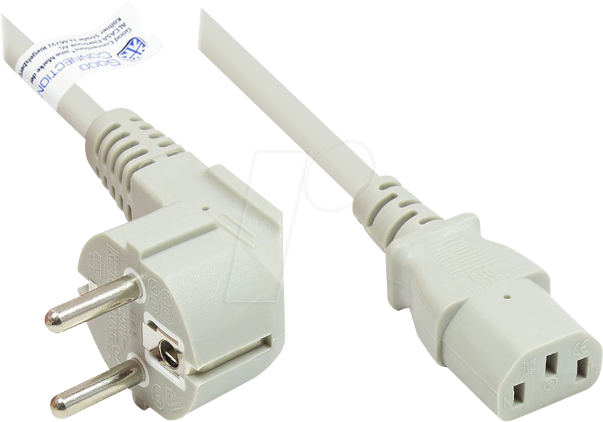 GC P0130-GR030 - Netzkabel Typ E+F CEE 7/7 auf C13 , grau, 1,00 mm², 3 m
