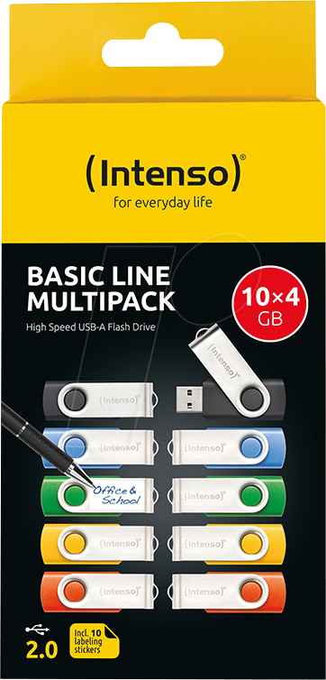 INTENSO 3503551 - USB-Stick, USB 2.0, 4 GB, Basic Line 10er Pack
