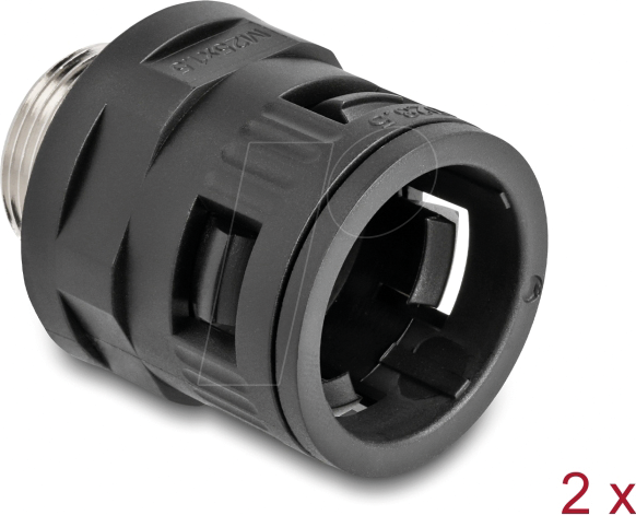 DELOCK 60455 - Schlauchverschraubung mit Messingaußengewinde M25 schwarz 2 Stk.