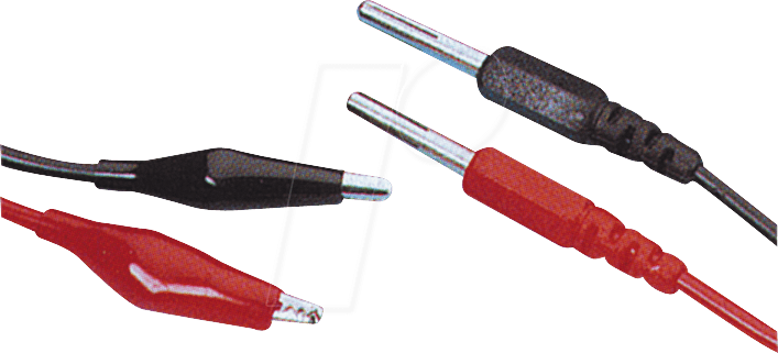 Thumbnail - CC 313 - Messleitung, 4 mm auf Mini Krokoklemmen, rot / schwarz