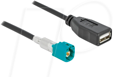 DELOCK 90310 - HF-Kabel, HSD Z Stecker > USB A Buchse, 0,5m