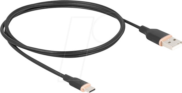 DELOCK 81226 - USB 2.0 Kabel, A Stecker > C Stecker, Silikon, schwarz, 1,0 m