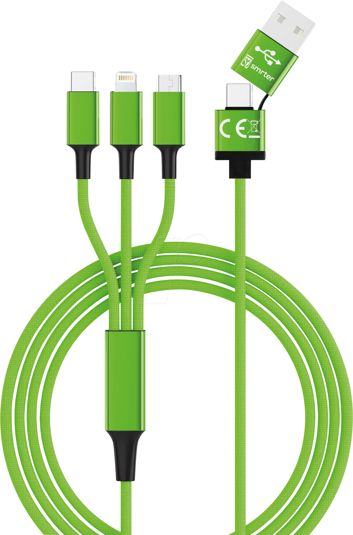 HYDRA ULT GN - Ladekabel, USB-A/USB-C -> micro USB, Lightning & USB-C, grün