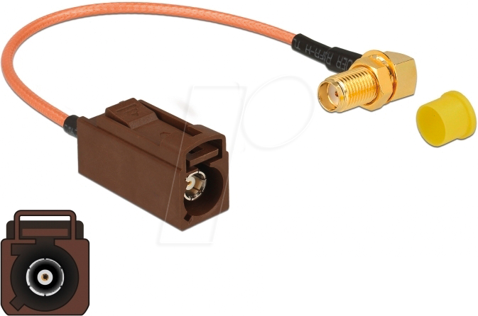 Thumbnail - DELOCK 89684 - HF-Kabel, FAKRA F Buchse > SMA Buchse, 90°, 20cm