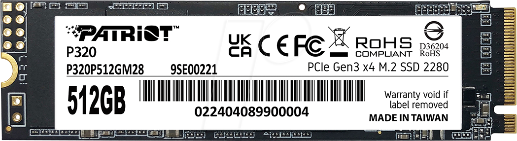 P320P512GM28 - Patriot P320 SSD 512 GB, M.2 2280