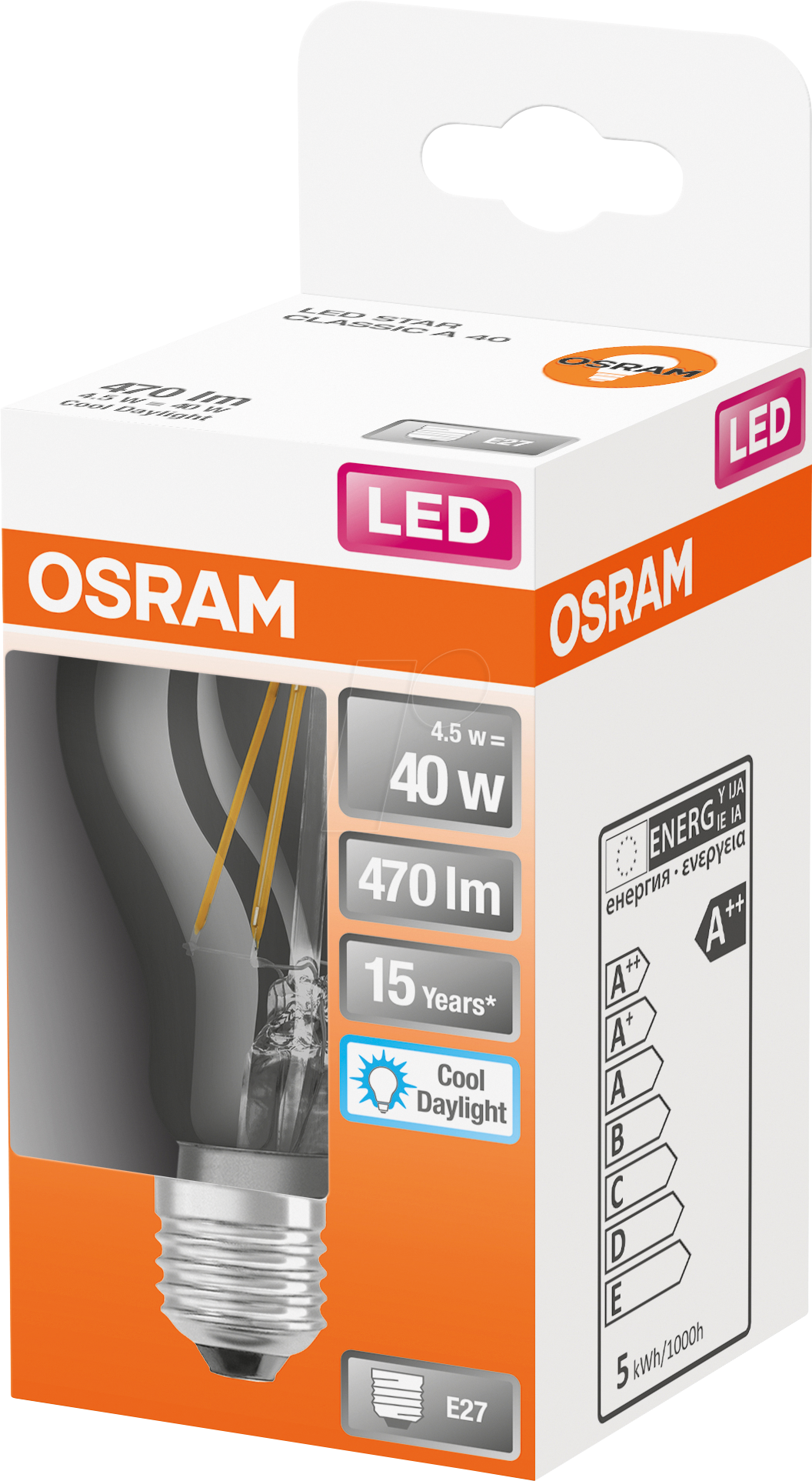 OSR 075466012 - LED-Lampe STAR E27, 4 W, 470 lm, 6500 K, Filament