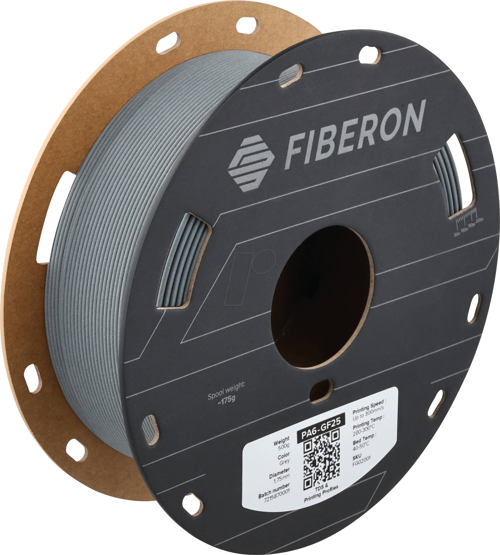 POLYMAKER G02001 - Filament, Fiberon PA6-GF25, Grey, 1,75 mm, 500g