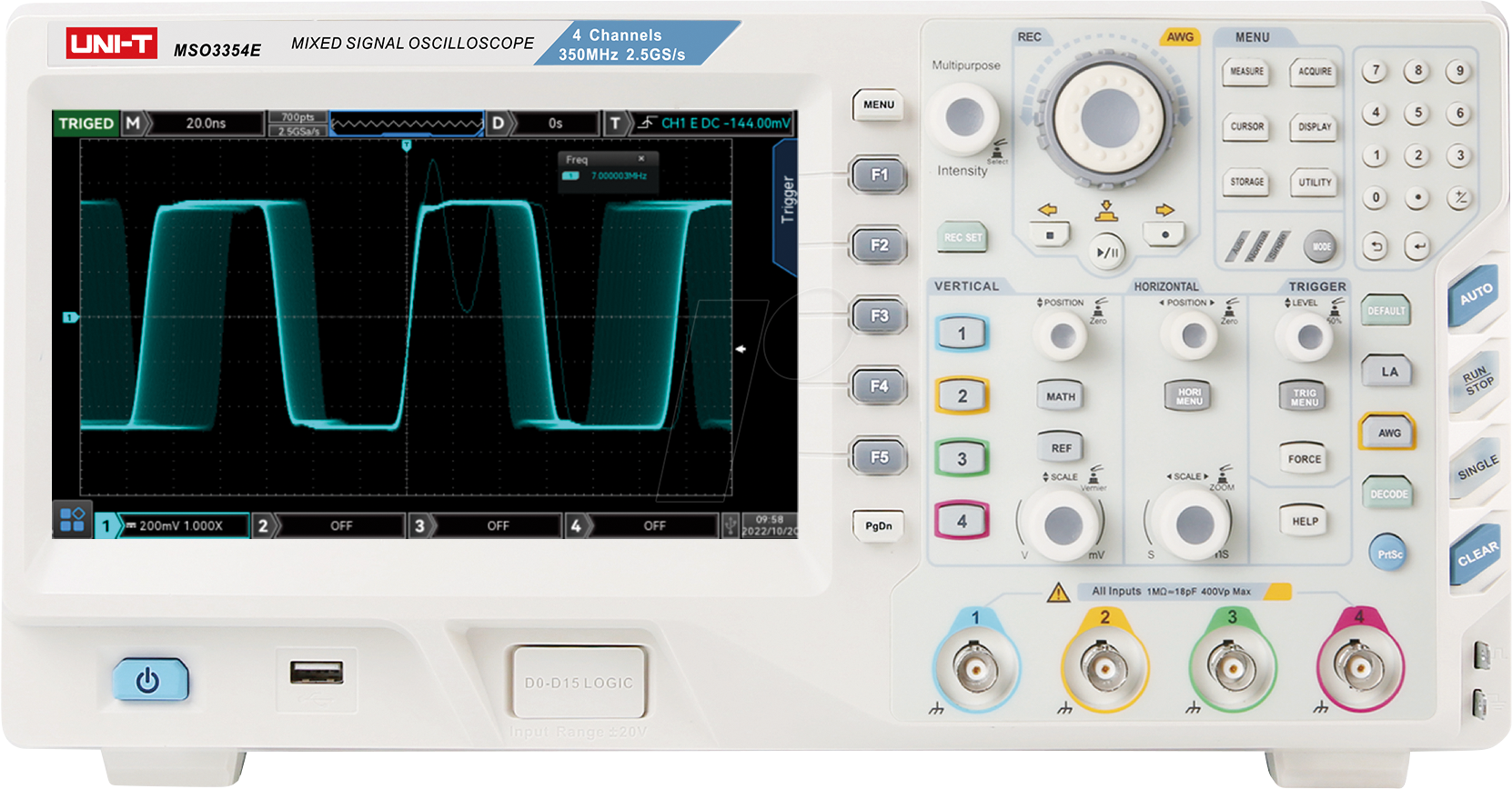 UT MSO3354E - Mixed-Signal-Oszilloskop, MSO3354E, 350 MHz, 4+16 Kanäle