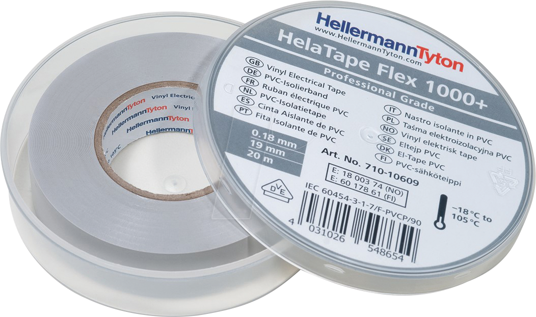 HT 710-10609 - Premium Isolierband 19mm x 20m grau Box