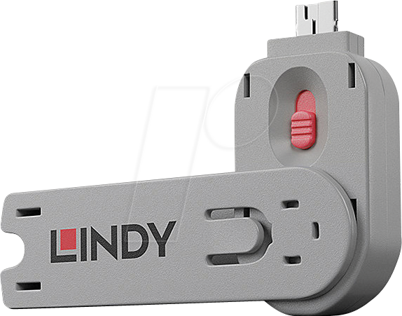 LINDY 40620 - USB-A-Port Schloss (1x Schlüssel, 1x Schloss), pink