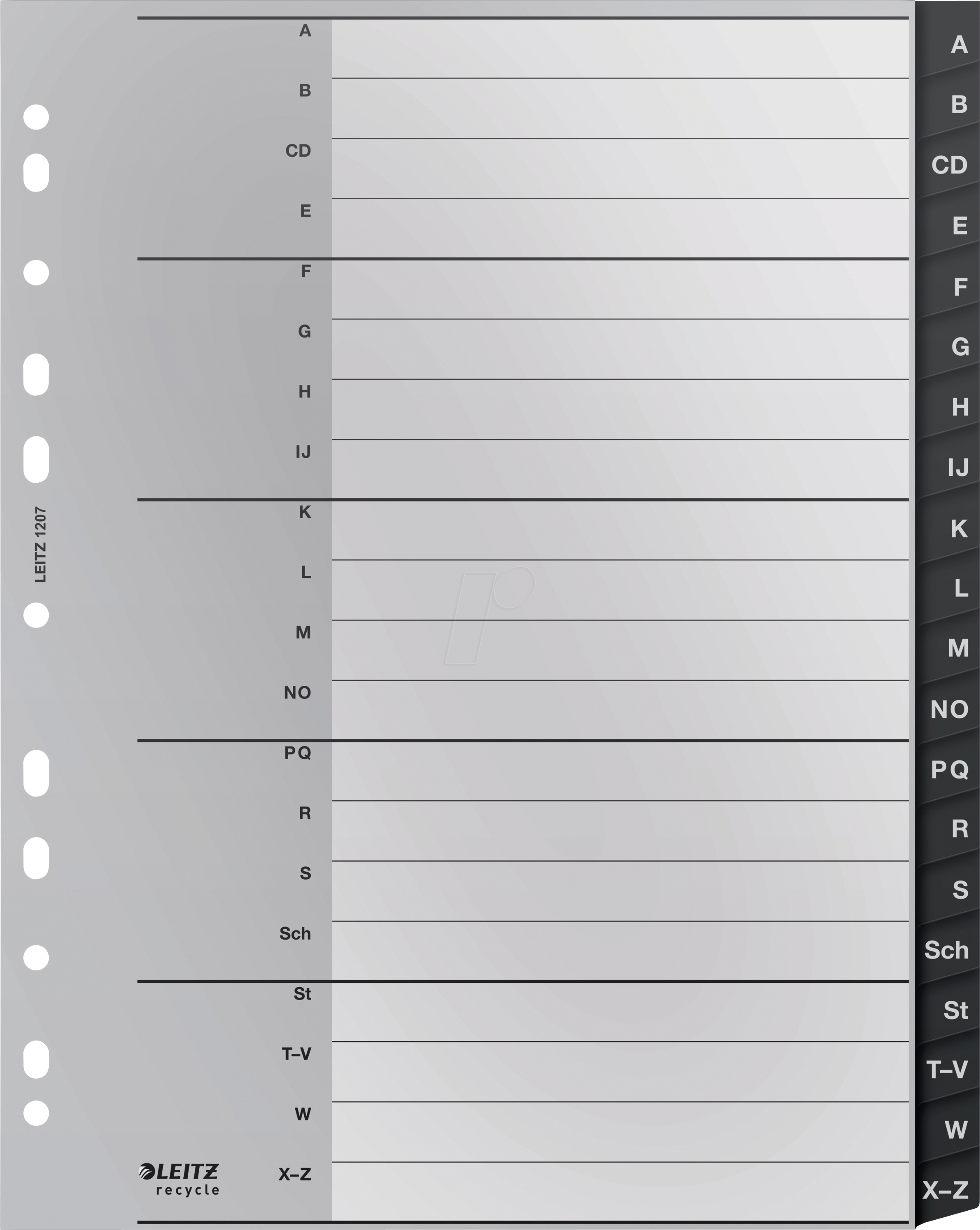 LEITZ 12070000 - Kunststoffregister, A4 (A-Z), Recycle