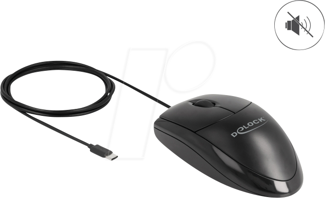 DELOCK 12114 - Maus (Mouse), Kabel, USB-C, schwarz