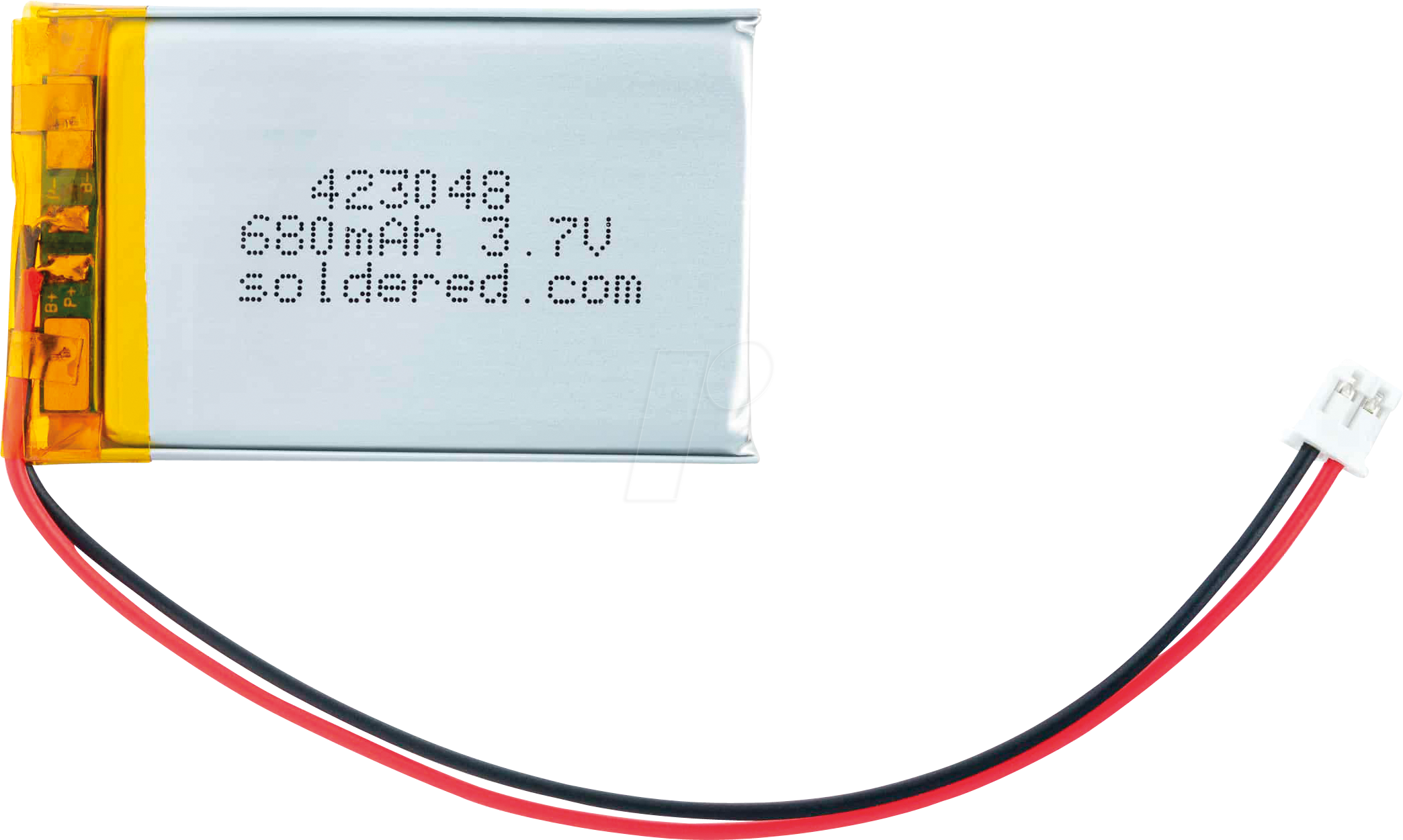 AKKU SOLD333280 - Li-Ion Akku, SOLDERED 333280, 680 mAh, 3,7 V