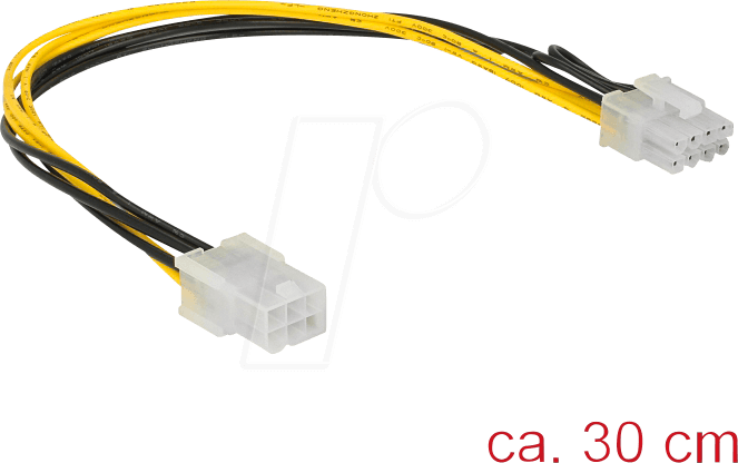 DELOCK 85535 - Kabel Power PCIE 6 Pin Bu > 8 Pin St PCIE 30 cm