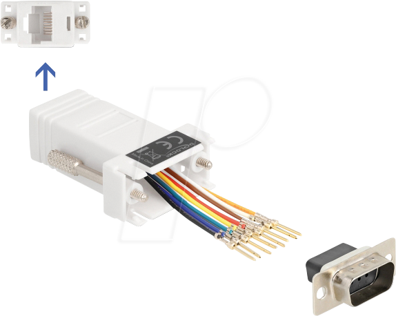 DELOCK 67102 - Adapter D-Sub 9 Pin St. > RJ45 Bu. Montagesatz, weiß