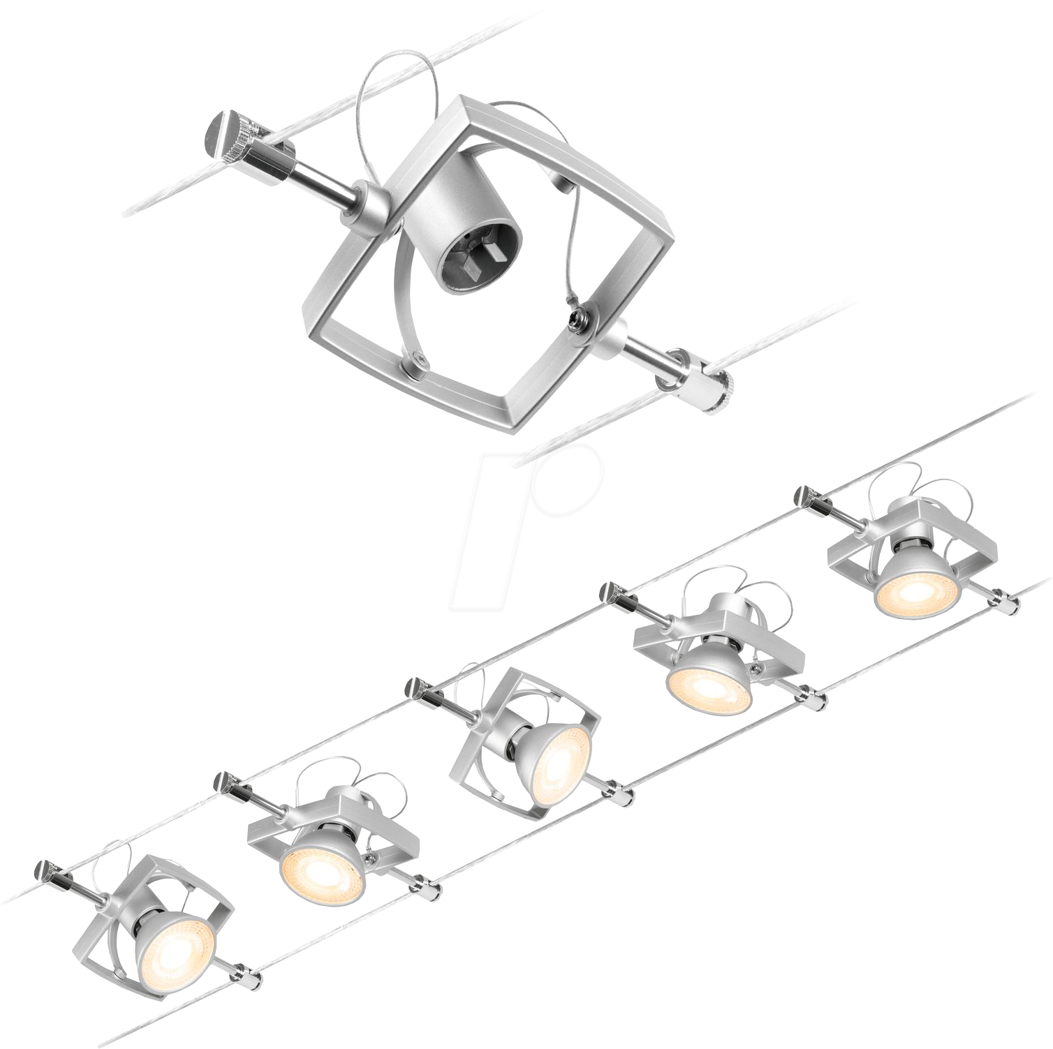 PLM 94430 - Seilsystem WireSystem Spot MacII, chrom matt, 5 Spots, GU5,3