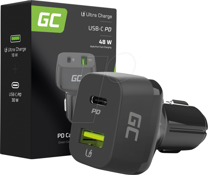 GC CAD33 - USB-Ladegerät, 48 W, 1x USB-C, 1x USB-A, schwarz