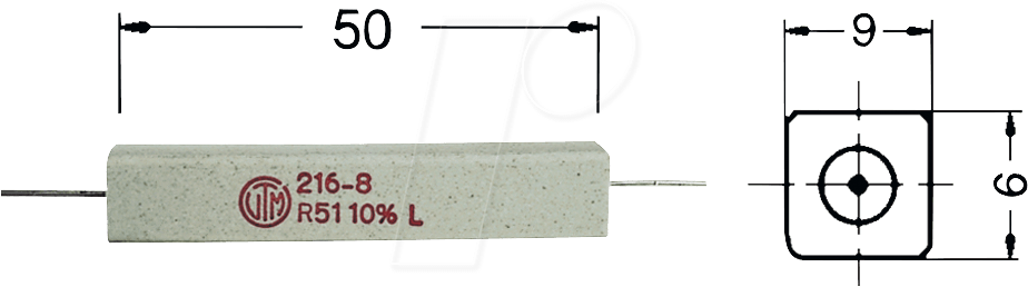 Thumbnail - 11W AXIAL 9,1 - Drahtwiderstand, axial, 11 W, 9,1 Ohm, 10%