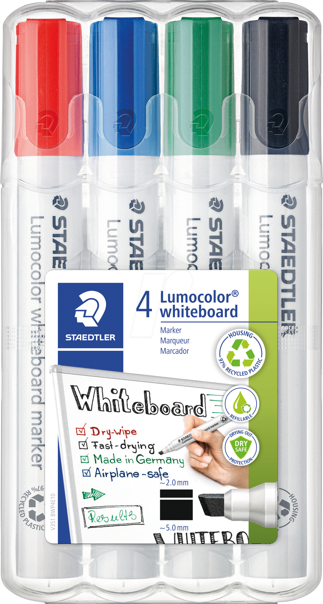 STAEDTLER 351BC4 - Whiteboard Marker, 2 oder 5 mm, 4-color