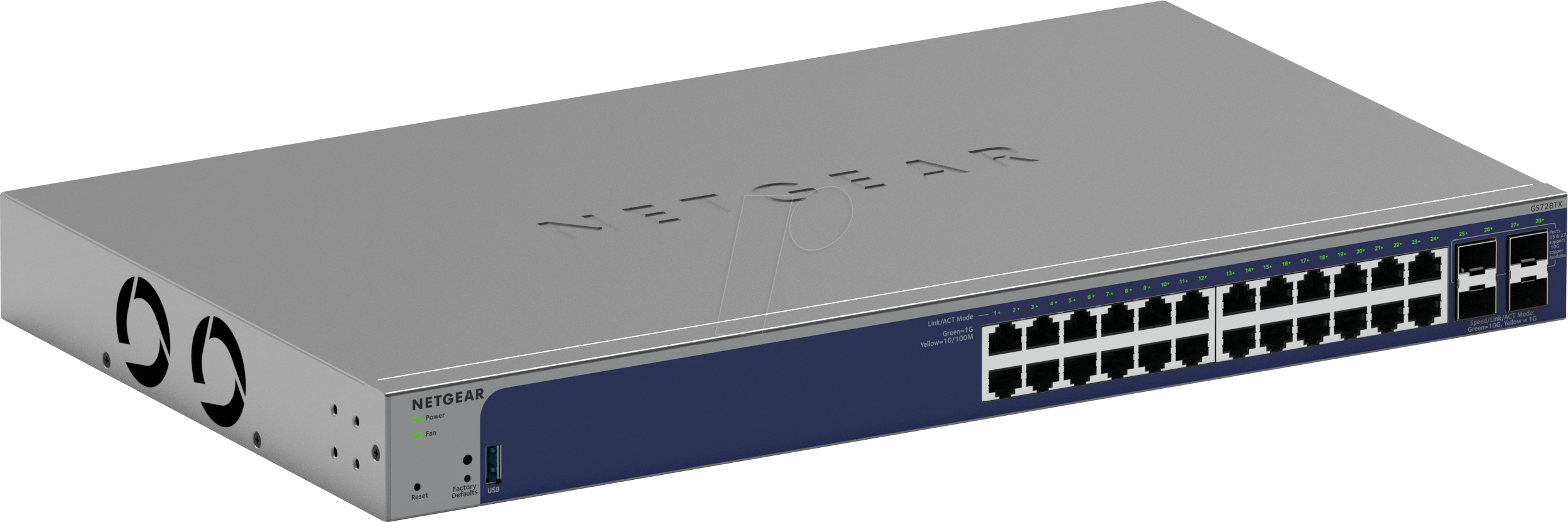 Thumbnail - NETGEAR GS728TX - Switch, 24-Port, Fast Ethernet, SFP+