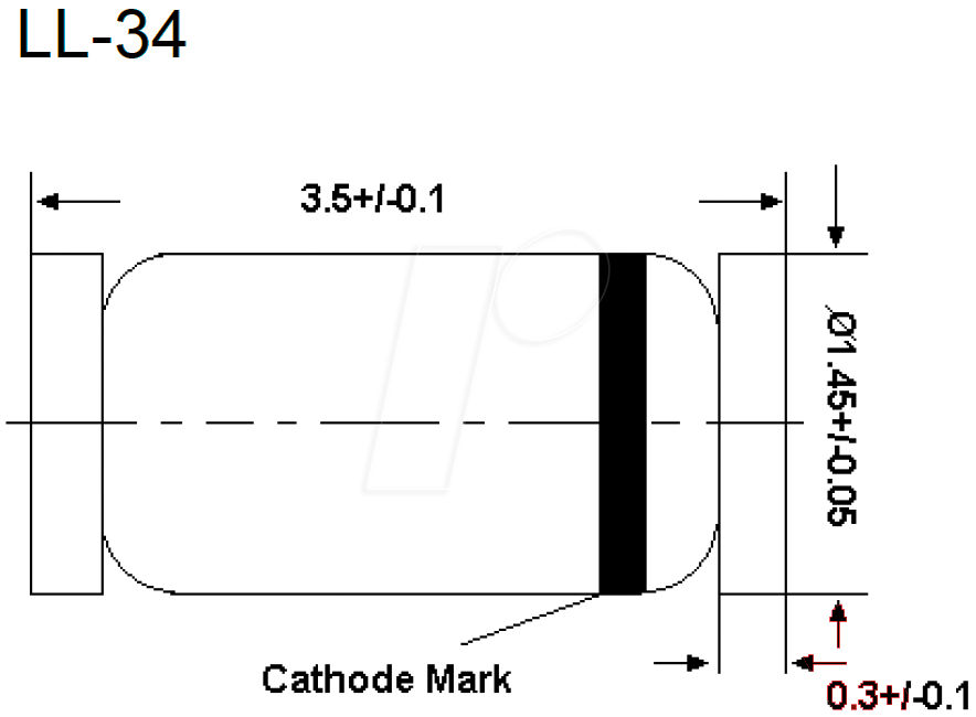 RND BZV55C3V6 - Zenerdiode, 3,6 V, 0,5 W, MiniMelf Glas