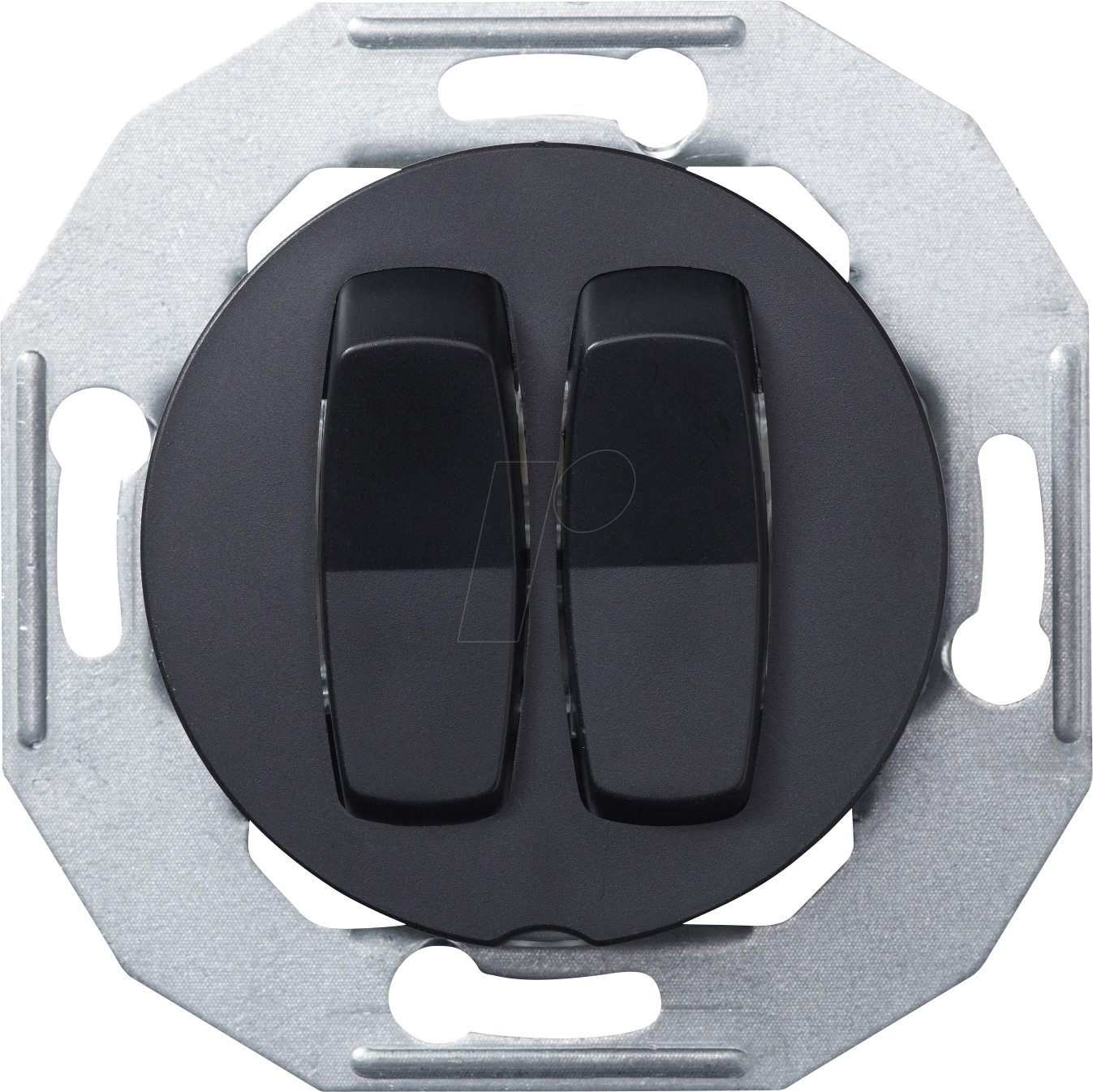 ELSO WDE011226 - Doppel-Wechselschalter mit Zentralplatte, schwarz, rund UP Renov